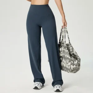 Pantalon fitness pour femme, coupe droite, taille haute, effet seconde peau, effet ventre plat, pour fitness, pilates et entraînement, vêtements de sport