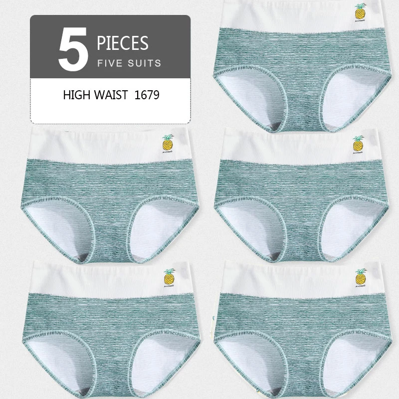 5 pièces culottes pour femmes dame sous-vêtements en coton imprimer filles mignonnes respirant sans couture taille haute slips femme Sexy Lingerie intimes – Image 14
