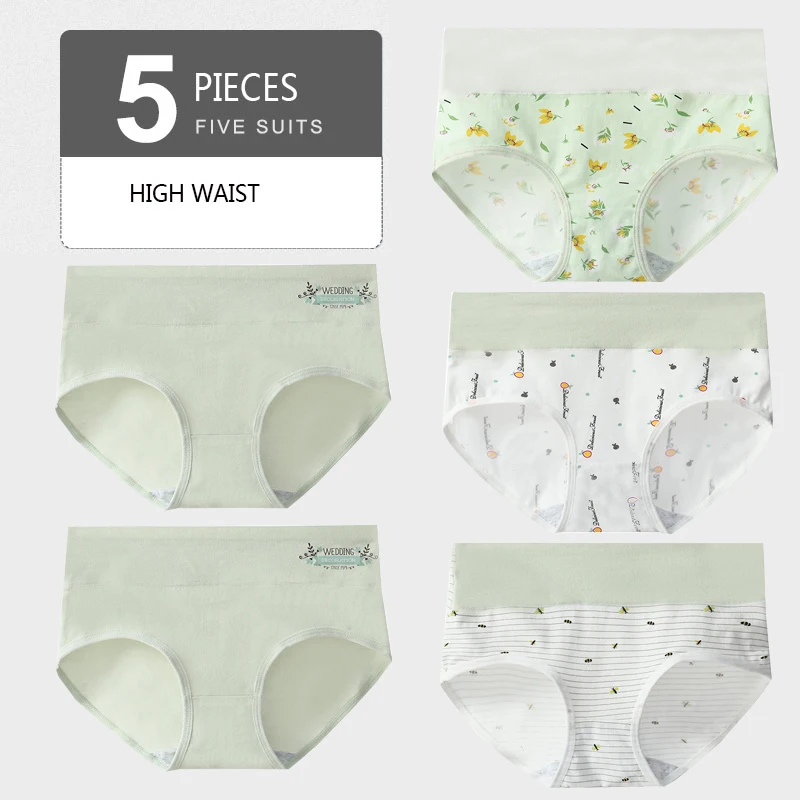 5 pièces culottes pour femmes dame sous-vêtements en coton imprimer filles mignonnes respirant sans couture taille haute slips femme Sexy Lingerie intimes – Image 8
