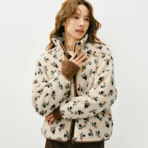 Semir veste femmes hiver fausse laine d'agneau polaire col montant ample à motifs 2025 nouvelle mode rétro veste vêtements pour femmes