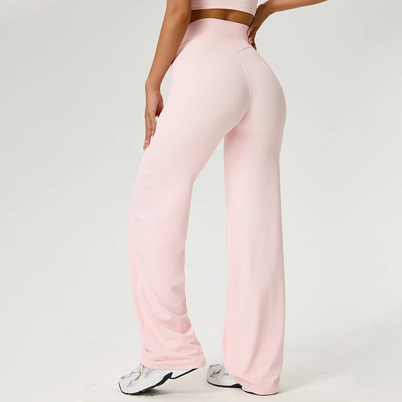 Pantalon fitness pour femme, coupe droite, taille haute, effet seconde peau, effet ventre plat, pour fitness, pilates et entraînement, vêtements de sport – Image 3