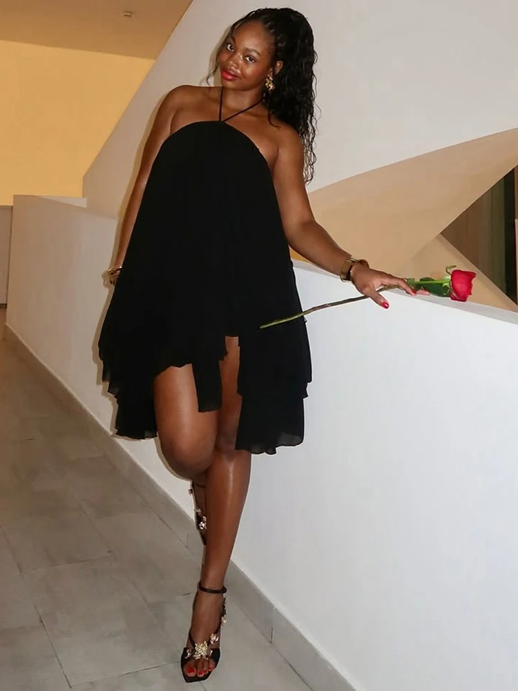 Robe ample à col licou pour femmes, Y2K, sans manches, dos nu, ourlet irrégulier, plage, vacances, Sexy, tendance, fête, moulante, été – Image 2