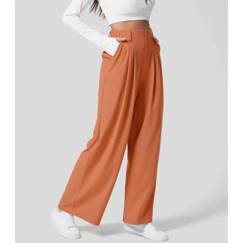 Pantalon extensible pour femmes, couleur unie, avec poches, Tube droit, pantalon Palazzo extensible pour femmes, Baggy, jogging – Image 4