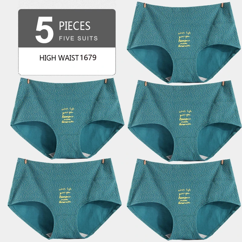 5 pièces culottes pour femmes dame sous-vêtements en coton imprimer filles mignonnes respirant sans couture taille haute slips femme Sexy Lingerie intimes – Image 28