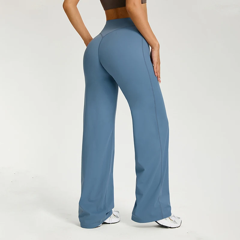 Pantalon fitness pour femme, coupe droite, taille haute, effet seconde peau, effet ventre plat, pour fitness, pilates et entraînement, vêtements de sport – Image 6