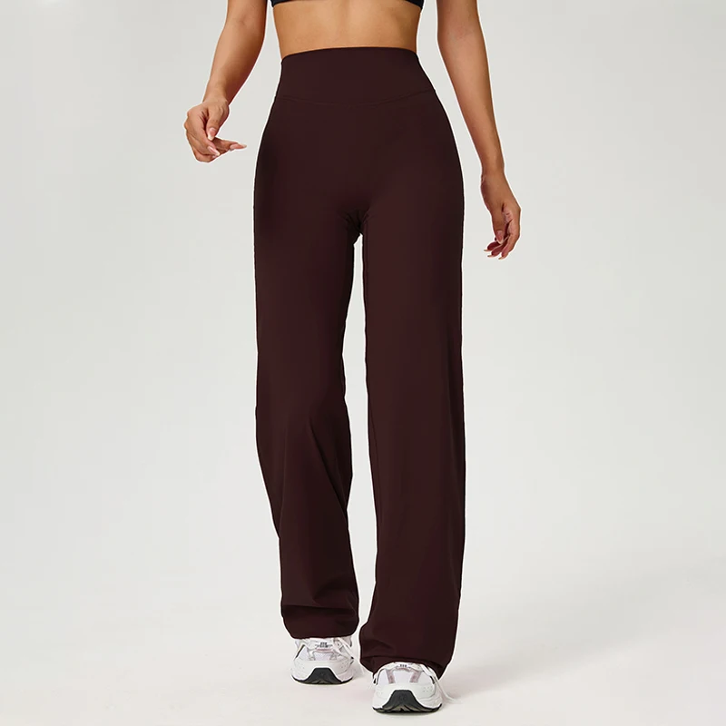 Pantalon fitness pour femme, coupe droite, taille haute, effet seconde peau, effet ventre plat, pour fitness, pilates et entraînement, vêtements de sport – Image 13