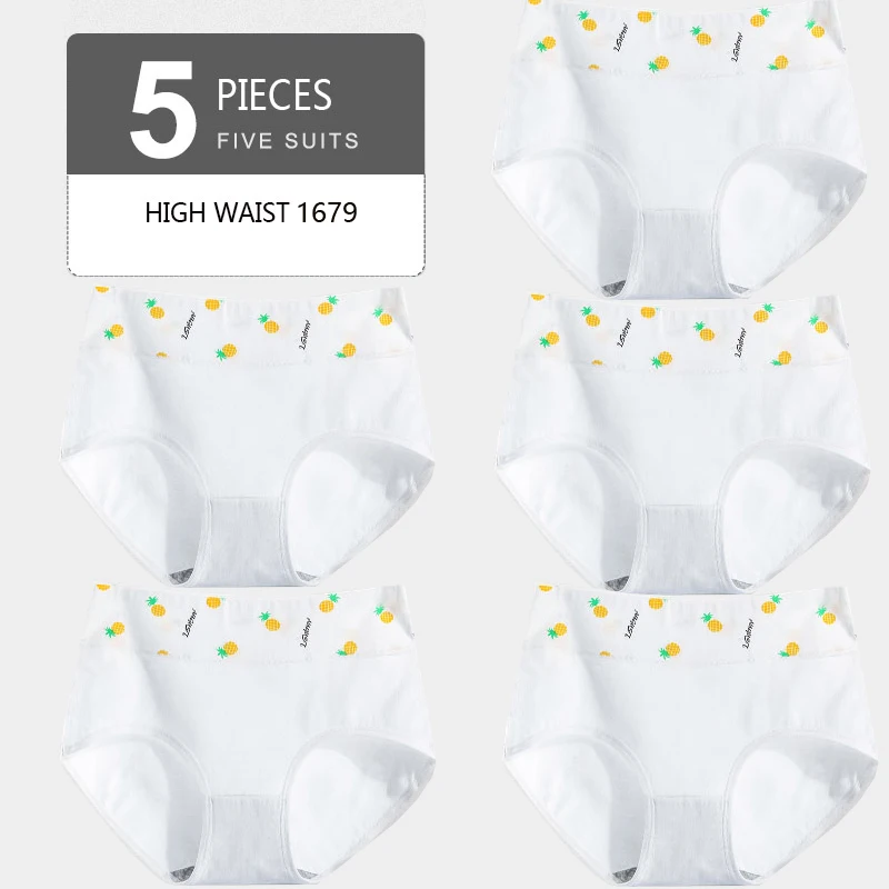 5 pièces culottes pour femmes dame sous-vêtements en coton imprimer filles mignonnes respirant sans couture taille haute slips femme Sexy Lingerie intimes – Image 13