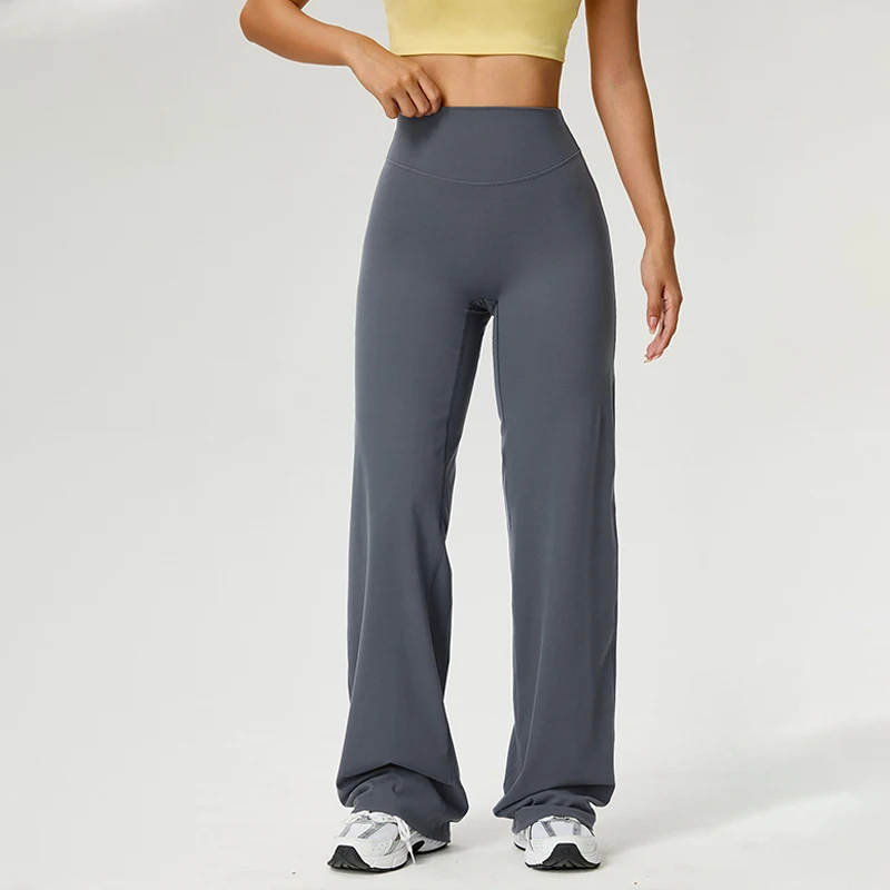Pantalon fitness pour femme, coupe droite, taille haute, effet seconde peau, effet ventre plat, pour fitness, pilates et entraînement, vêtements de sport – Image 10