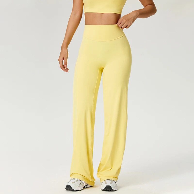 Pantalon fitness pour femme, coupe droite, taille haute, effet seconde peau, effet ventre plat, pour fitness, pilates et entraînement, vêtements de sport – Image 9