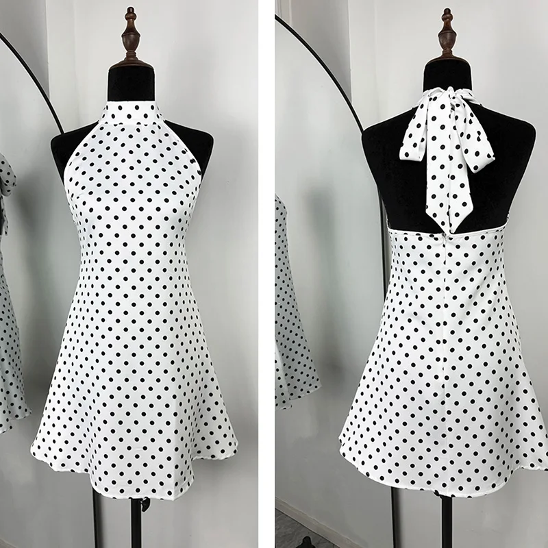 Tornova – robe sans manches à pois pour femmes, col licou, Sexy, dos nu, mode, Mini, élégante, Slim, mode, vêtements de fête de vacances – Image 6